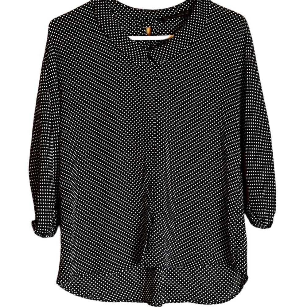 ZARA Polka Dot Button Down Keyhole Back Collared Blouse Size XS ▫️ - Picture 7 of 7